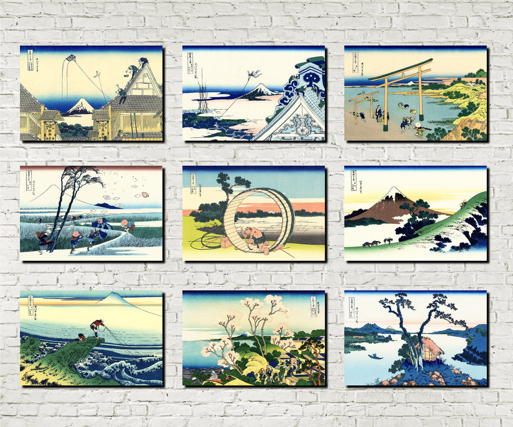 Set 9 Japanese Prints 36 Views Mount Fuji A