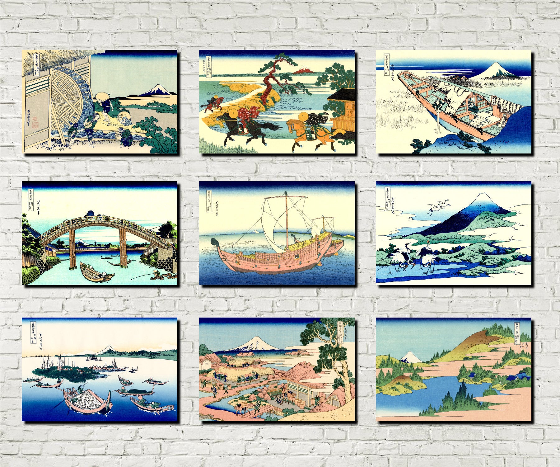 Set 9 Japanese Prints 36 Views Mount Fuji B