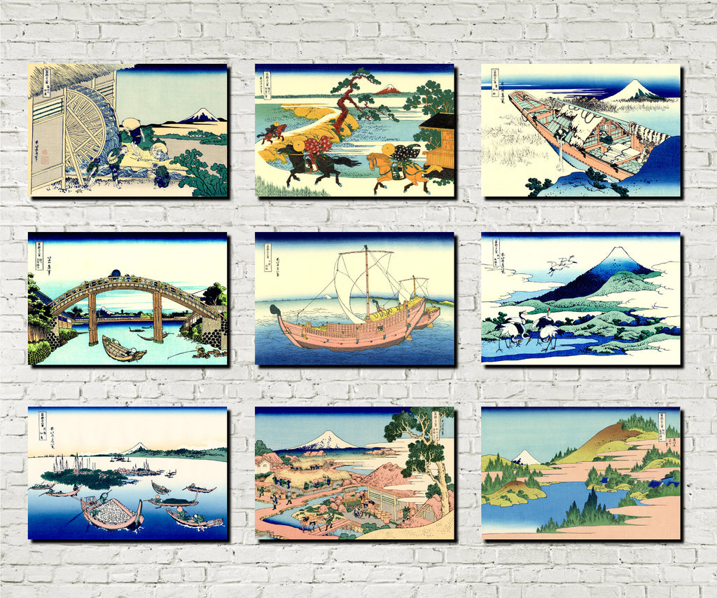 Set 9 Japanese Prints 36 Views Mount Fuji B