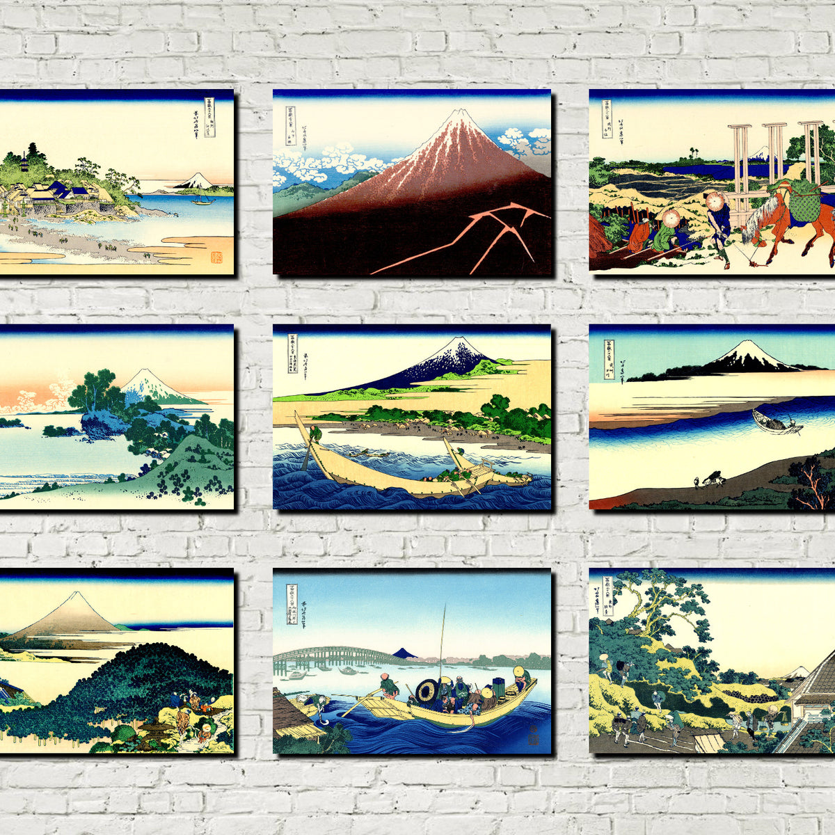 Set 9 Japanese Prints 36 Views Mount Fuji D – GalleryThane