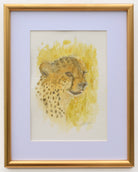 Cheetah Watercolor Painting Big Cat Painting Framed African Wildlife by Andi Lucas