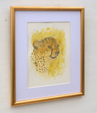 Cheetah Watercolor Painting Big Cat Painting Framed African Wildlife by Andi Lucas