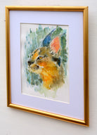 Caracal Lynx Watercolor Painting Big Cat Painting Framed by Andi Lucas