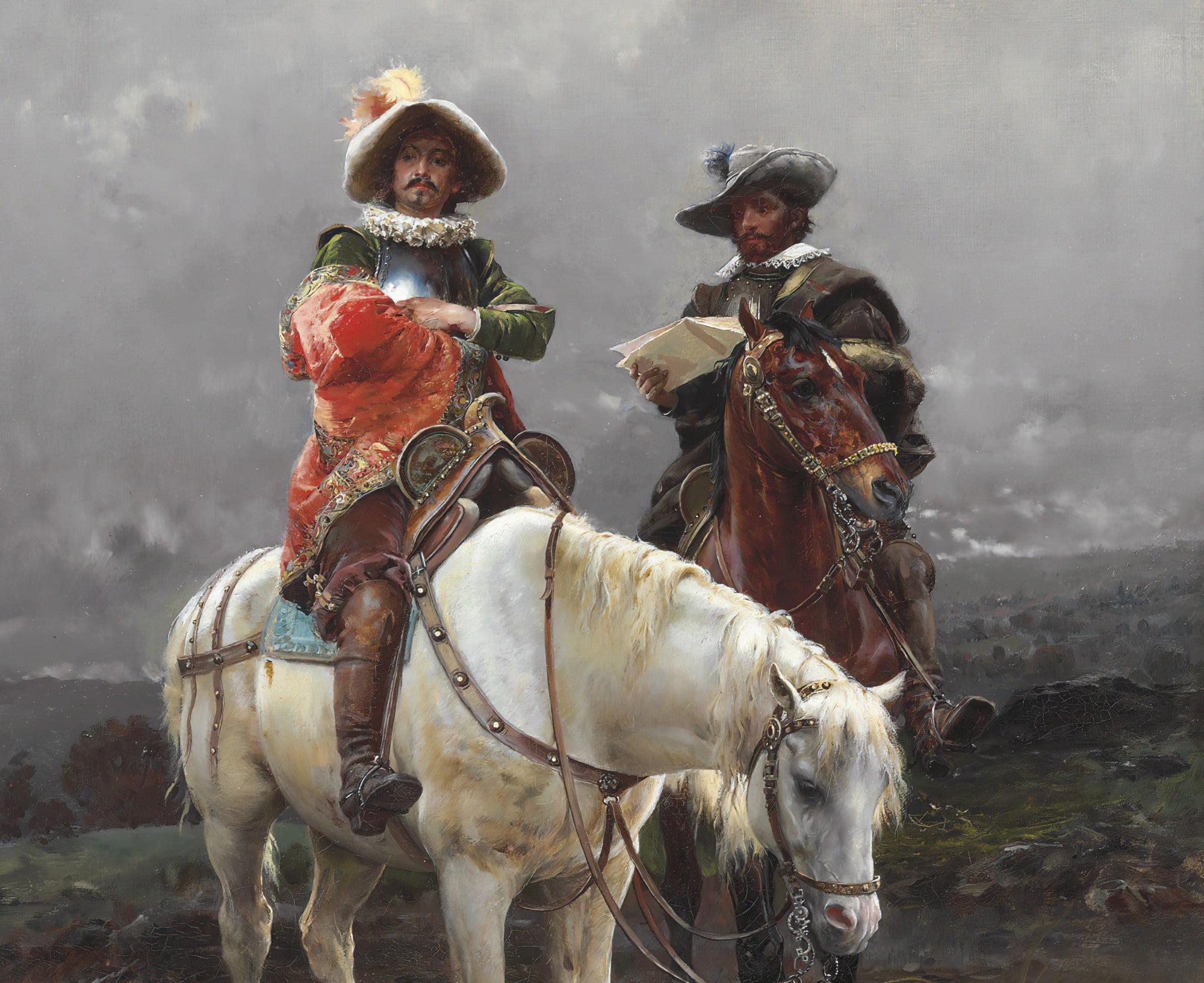 A Cavalier on a White Horse, Cesare Agostino Detti Fine Art Print