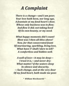 A Complaint Poem by William Wordsworth, Typography Print
