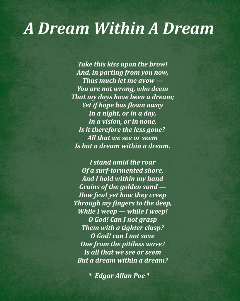 A Dream Within A Dream Poem by Edgar Allan Poe, Typography Print