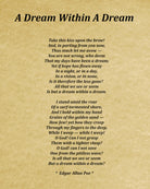 A Dream Within A Dream Poem by Edgar Allan Poe, Typography Print