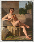 Constantin Hansen Fine Art Print, A Male Model Playing Flute