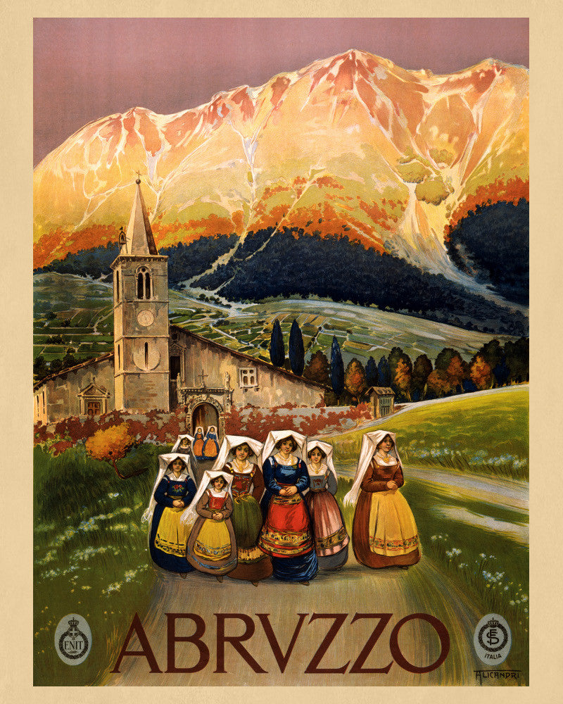 Abruzzo Italy Print Vintage Travel Poster Art