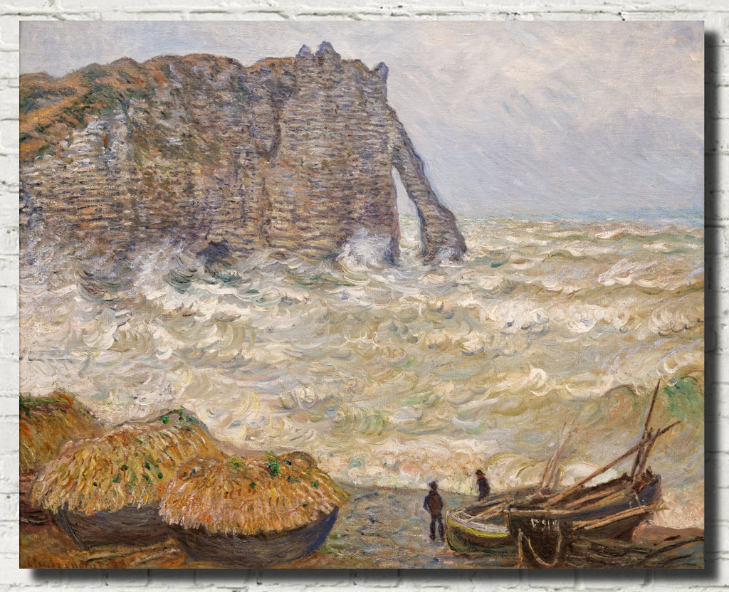Claude Monet Fine Art Print, Agitated Sea at Etretat