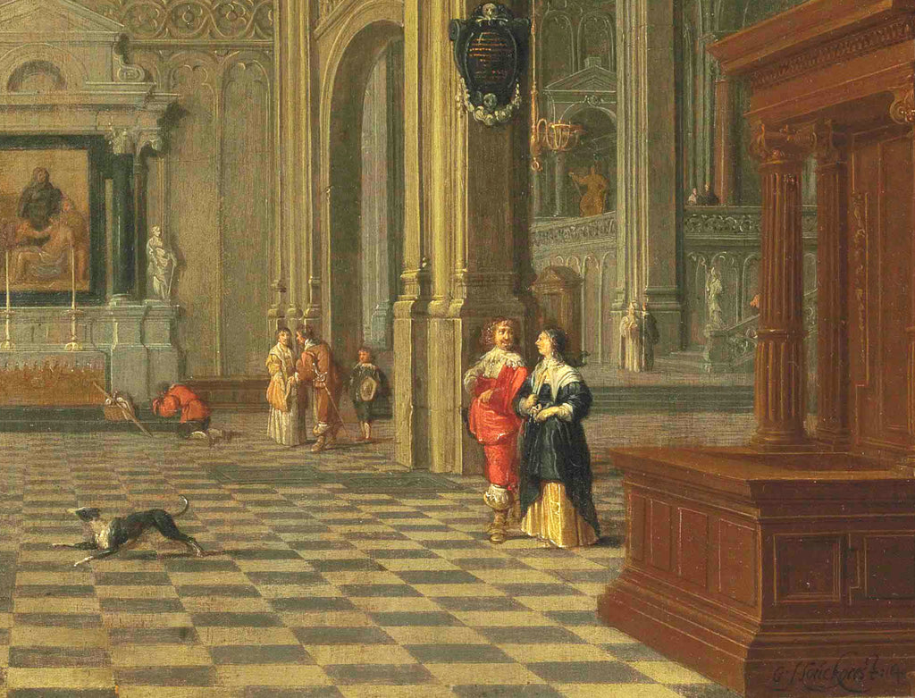 Gerard Houckgeest Baroque Fine Art Print, A Gothic Church Interior