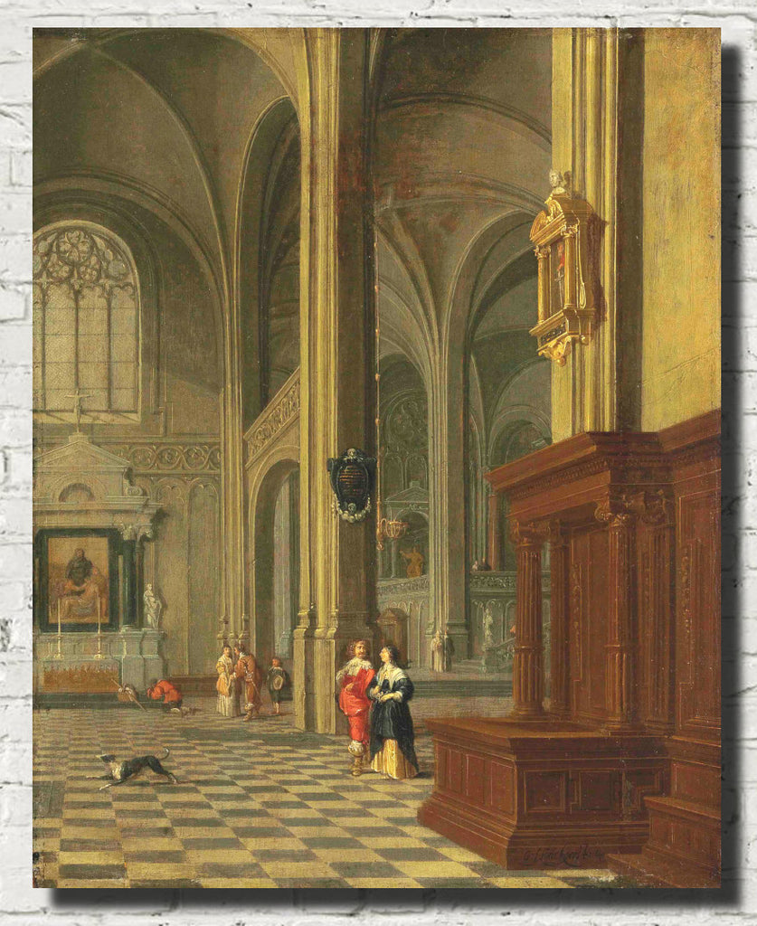 Gerard Houckgeest Baroque Fine Art Print, A Gothic Church Interior