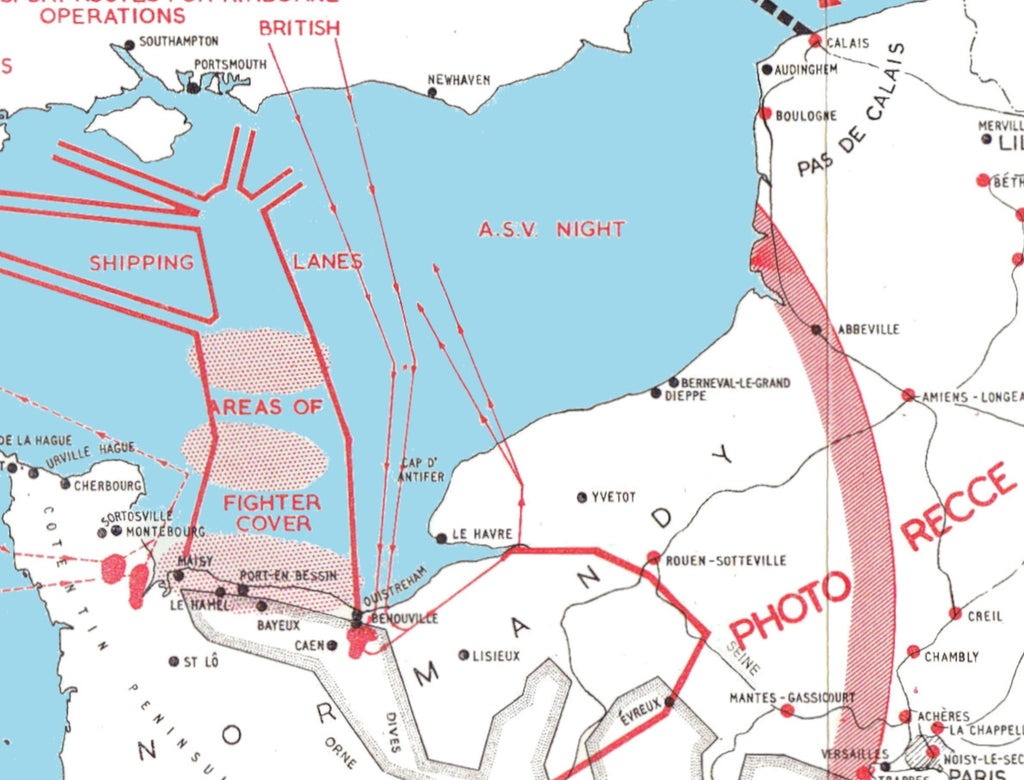 Military Map, Air plan for landings in Normandy June 1944