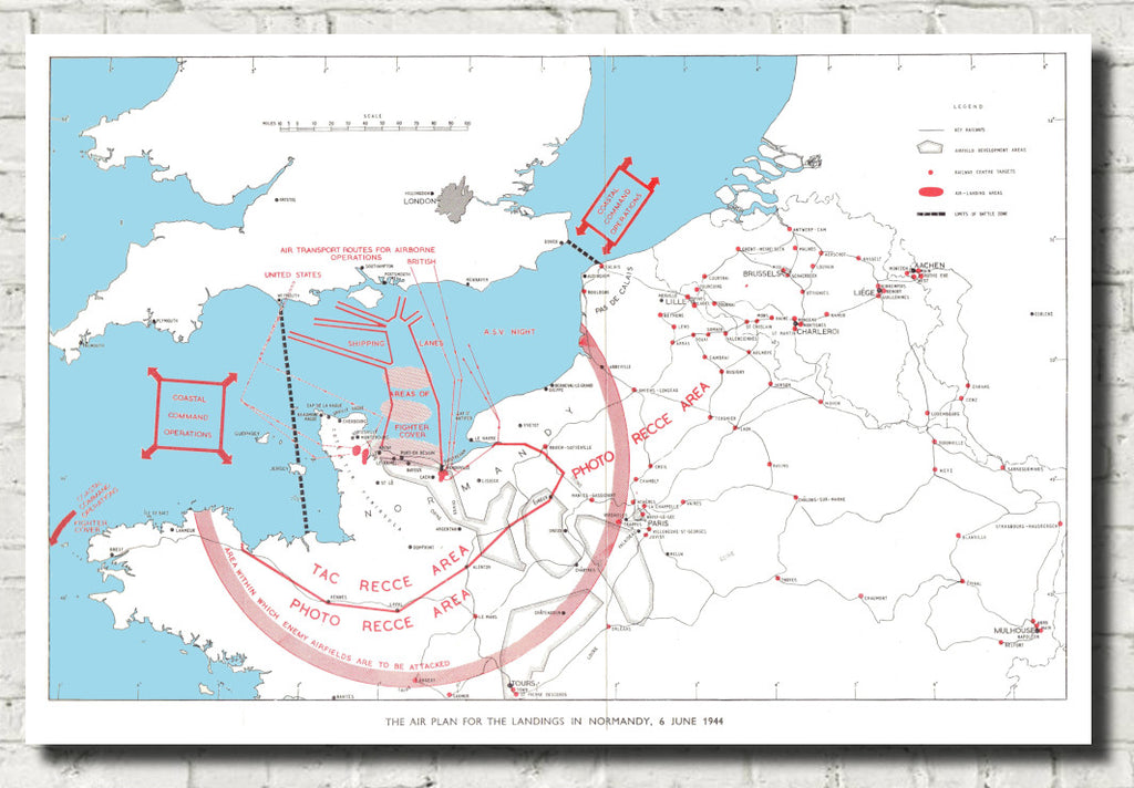 Military Map, Air plan for landings in Normandy June 1944