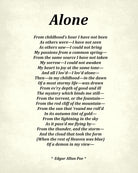 Alone Poem by Edgar Allan Poe, Typography Print