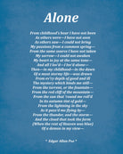 Alone Poem by Edgar Allan Poe, Typography Print