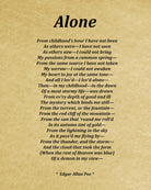 Alone Poem by Edgar Allan Poe, Typography Print