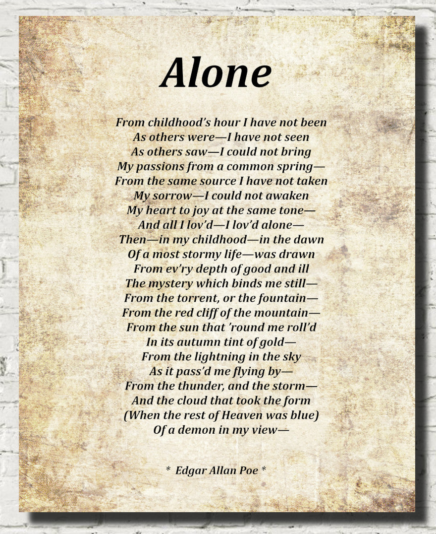 Alone Poem by Edgar Allan Poe, Typography Print