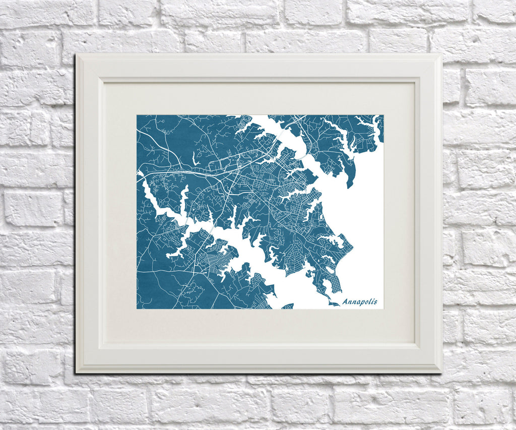 Annapolis City Street Map Print Feature Wall Art Poster