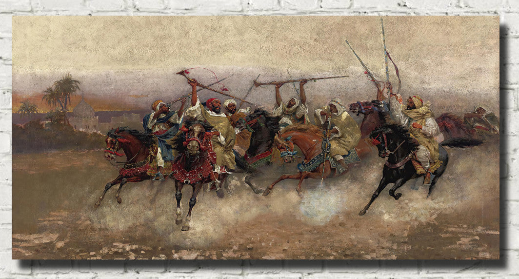 Arab Horsemen In Gallop, Henry Enrico Coleman Fine Art Print