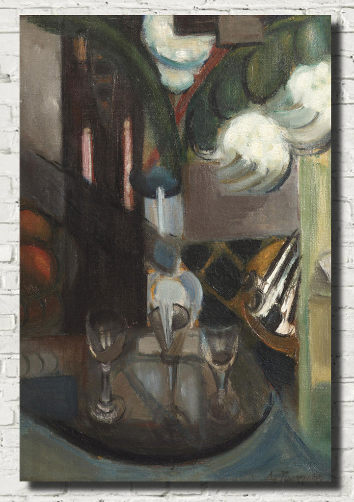 Henri Le Fauconnier Fine Art Print, A still life with a carafe and glasses