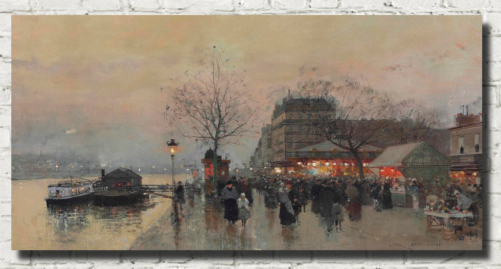 Luigi Loir Fine Art Print, A Paris street fair on the banks of the Seine