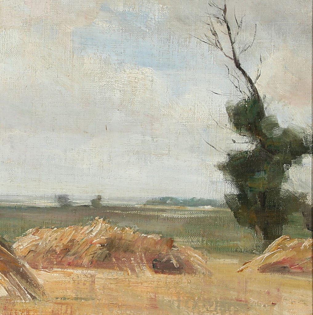 Carl Holsøe Fine Art Print, Autumn landscape with grain troughs