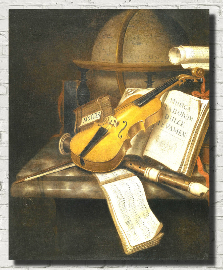 Evert Collier Fine Art Print, Vanitas Still Life with Violin