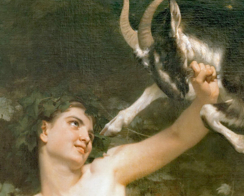 William-Adolphe Bouguereau, Fine Art Print : Bacchante Wrestling a Goat