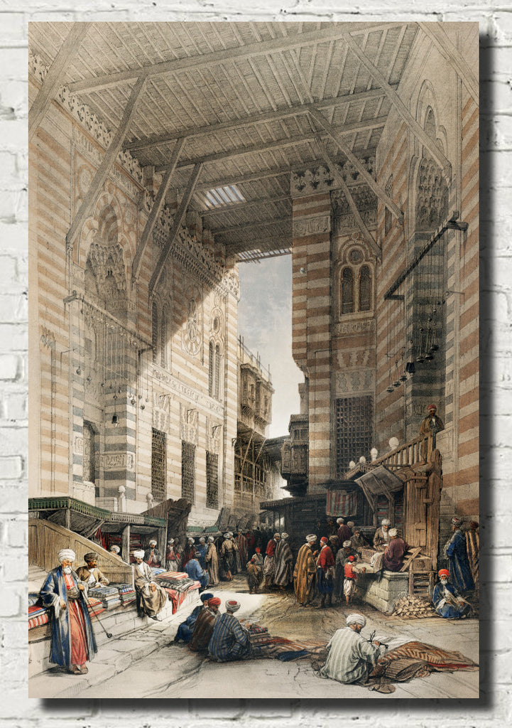 Bazaar of the silk mercers Cairo, David Roberts Fine Art Print