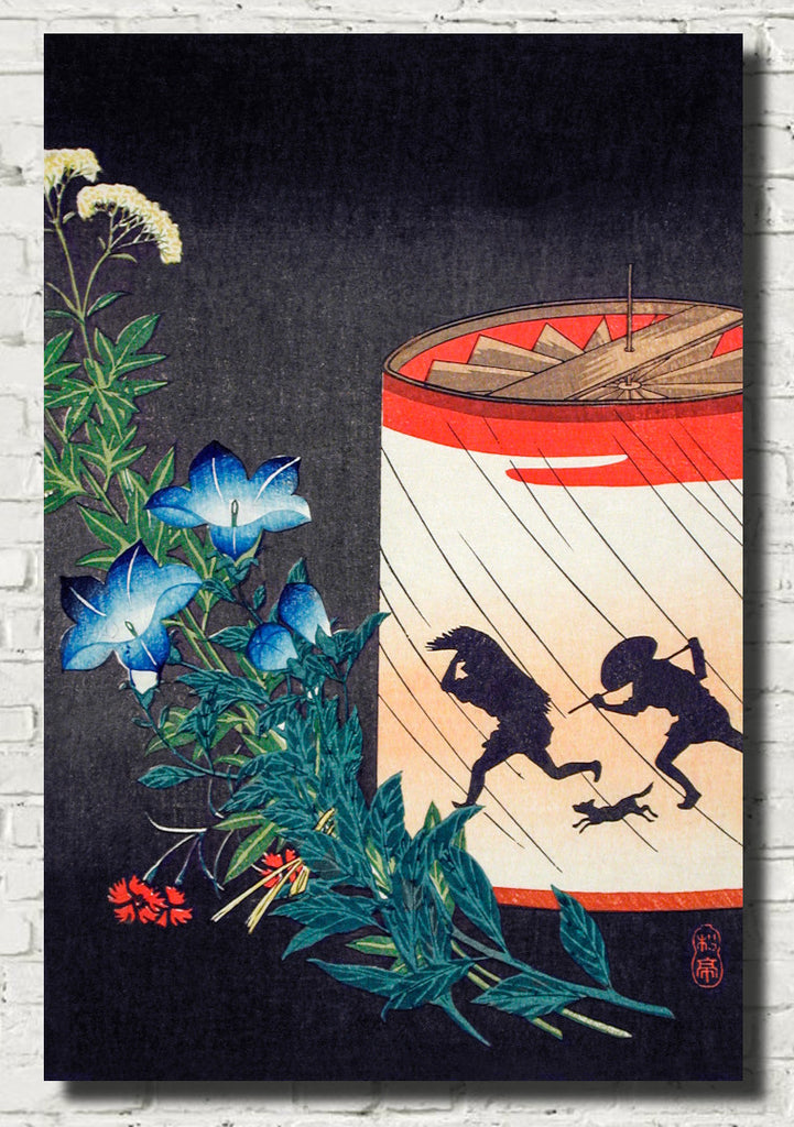 Bellflower and Lantern, Japanese Fine Art Print, Hiroaki Takahashi