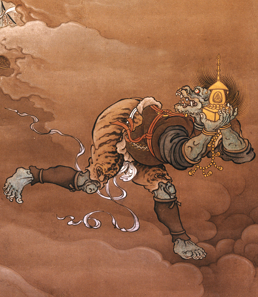 Bishamonton God of War Pursuing an Oni, Japanese Fine Art Print, Kanō Hōgai