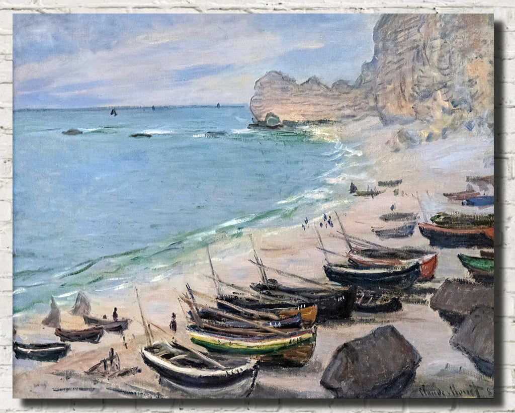 Claude Monet Fine Art Print, Boats on the beach at Etretat