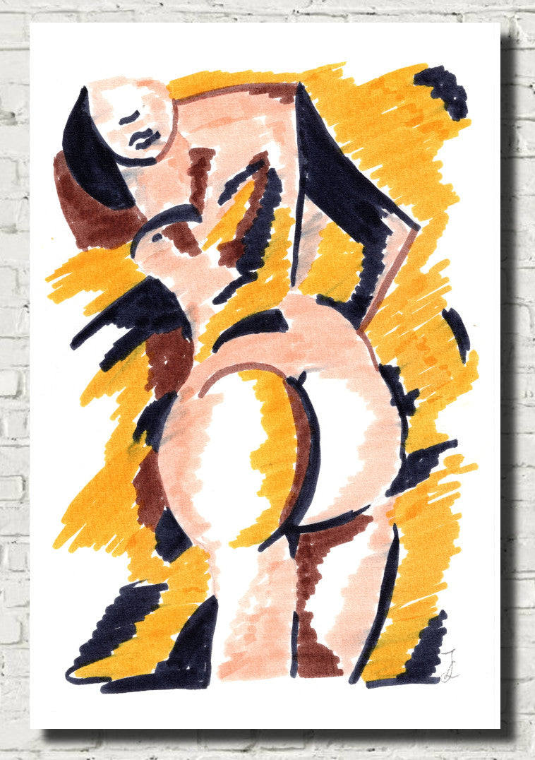 Abstract Nude, BootyFull, Bright Art Print