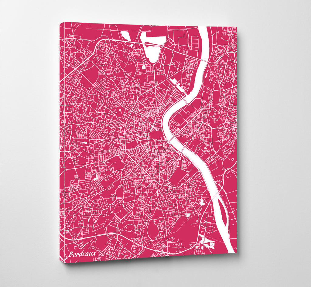 Bordeaux City Street Map Print Feature Wall Art Poster