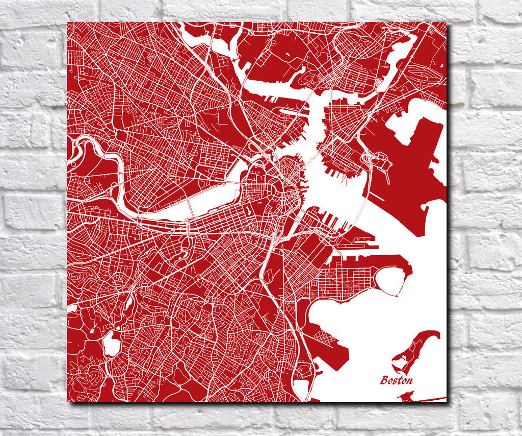 Boston City Street Map Poster Custom Wall Map Print - OnTrendAndFab