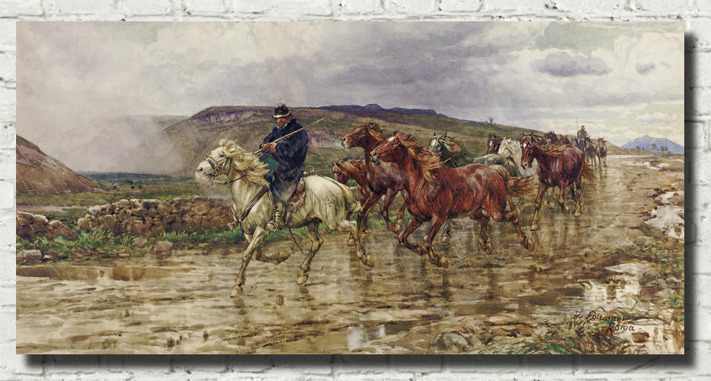 Bringing In The Horses, Henry Enrico Coleman Fine Art Print
