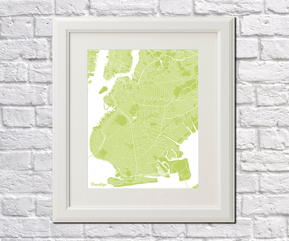 Brooklyn New York City Street Map Print Feature Wall Art Poster ...