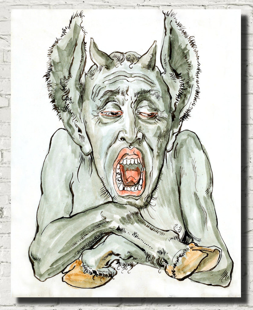 Bust of the devil with an open mouth,  Jan Matejko Fine Art Print