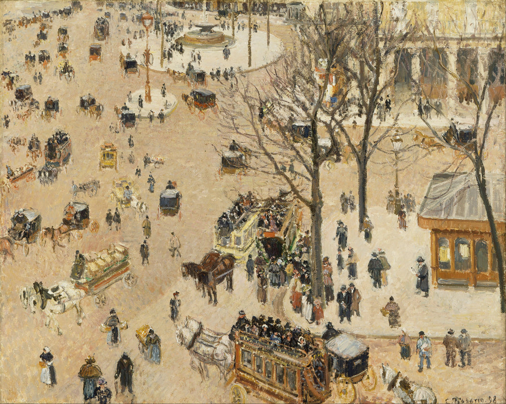 Camille Pissarro Fine Art Print La Place due Théâtre Français Impressionist Painting