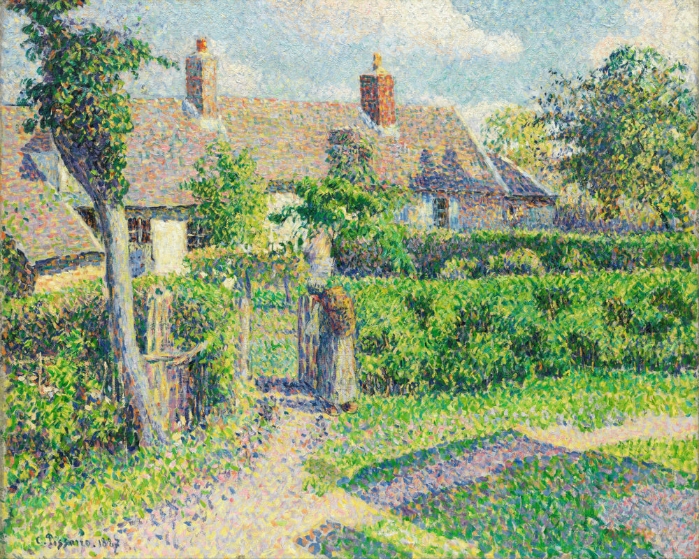 Camille Pissarro Fine Art Print Peasants' Houses, Eragny Impressionist Painting