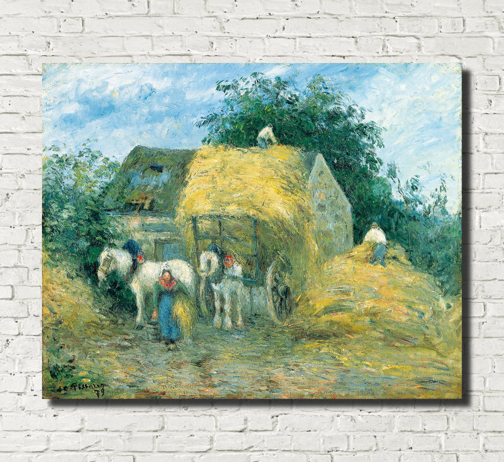 Camille Pissarro Fine Art Print The Hay Cart, Montfoucault Impressionist Painting