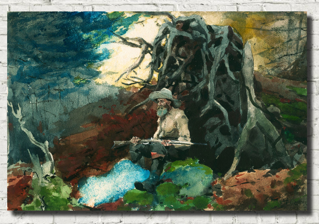 Winslow Homer Fine Art Print :  Campfire, Adirondacks