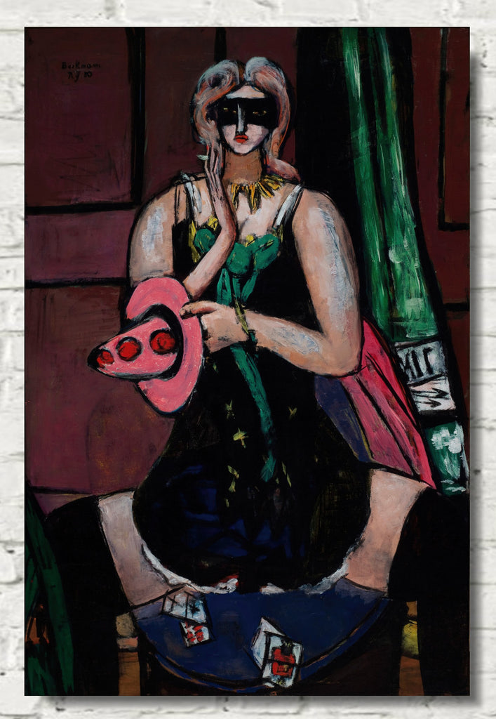 Max Beckmann, Carnival Mask, Green, Violet, and Pink (Columbine) (1950) - New Objectivity