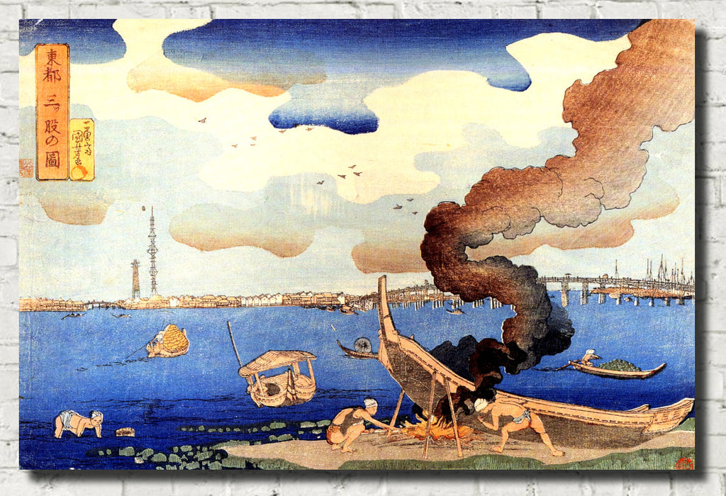 Utagawa Kuniyoshi, Japanese Fine Art Print, Caulking Boats
