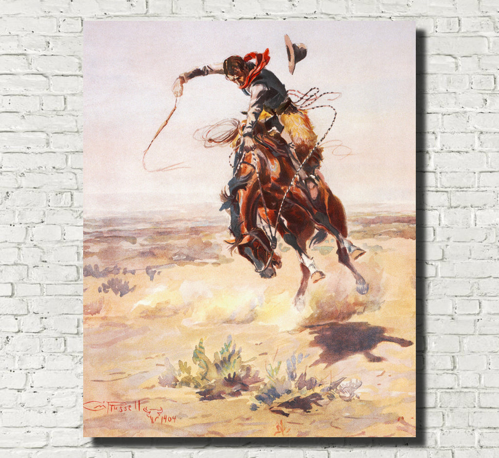 Charles Marion Russell, Fine Art Print : A Bad Hoss, Wild West Painting