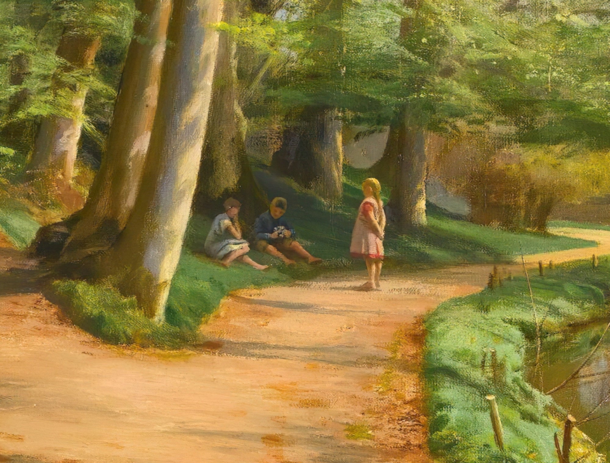 Children By A Stream, Peder Mørk Mønsted Fine Art Print