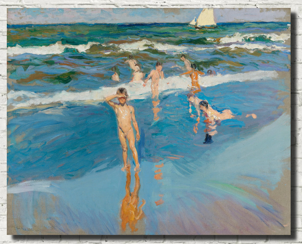 Children In The Sea, Valencia Beach, Joaquín Sorolla Fine Art Print