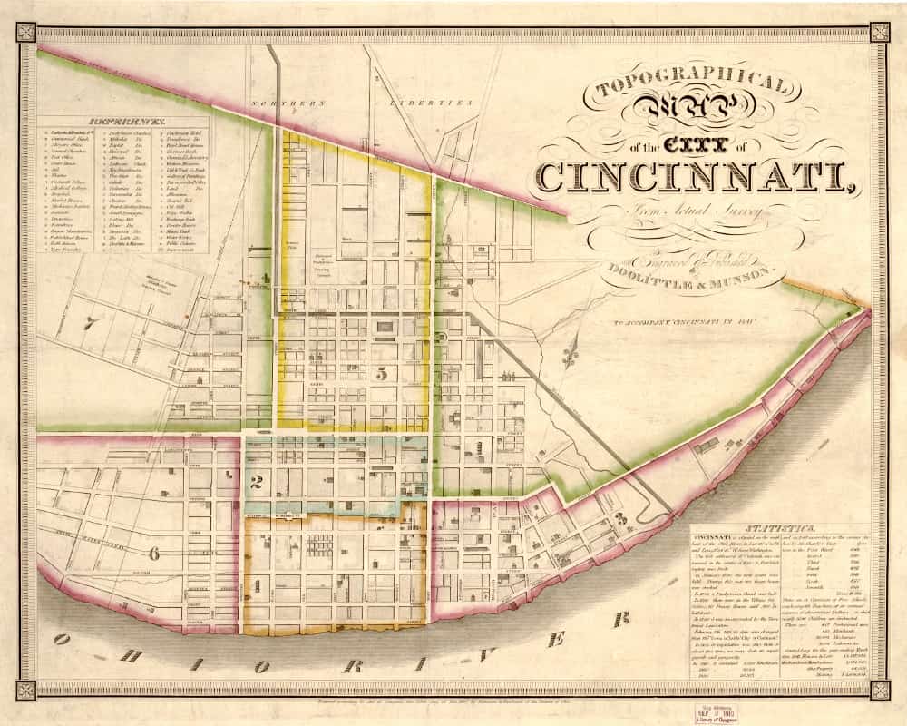 Cincinnati Street Map Print Vintage Ohio Poster Old Map as Art