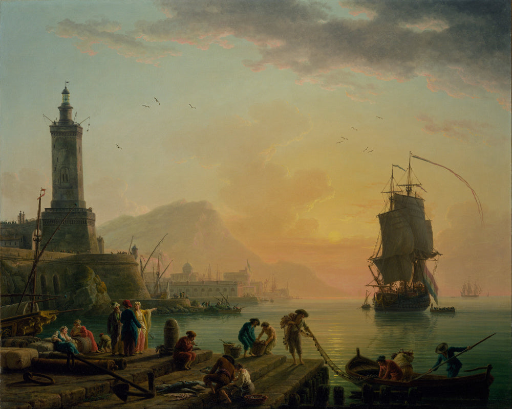 Claude Joseph Vernet, Fine Art Print : Mediterranean Port, Calm